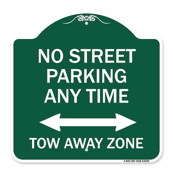 Signmission No Street Parking Anytime Tow Away Zone With Bidirectional Arrow, A-DES-GW-1818-23569 A-DES-GW-1818-23569 - main